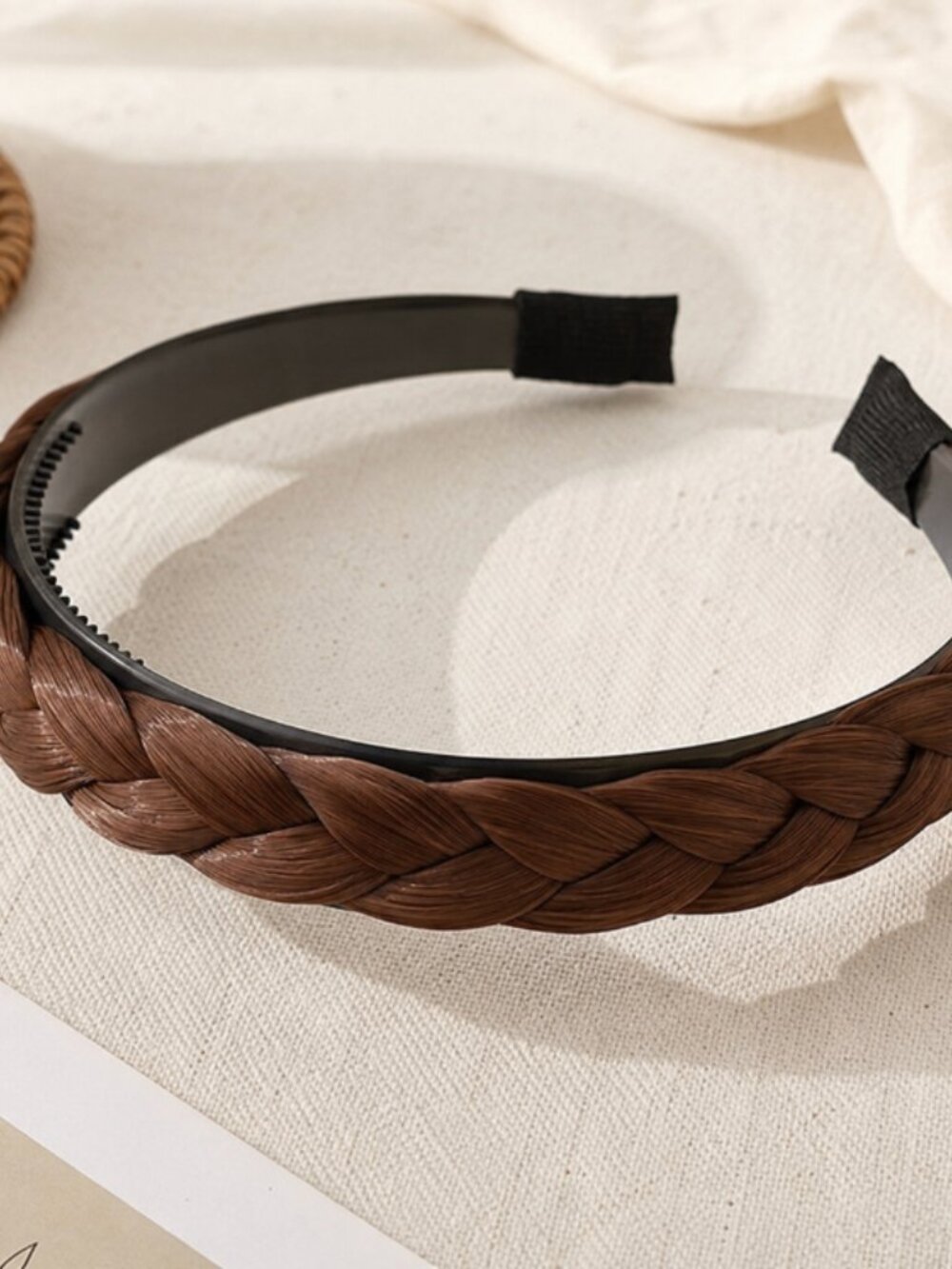 Braided Brown Headband Wide Woven Hair Accessory Boho Preppy Chic